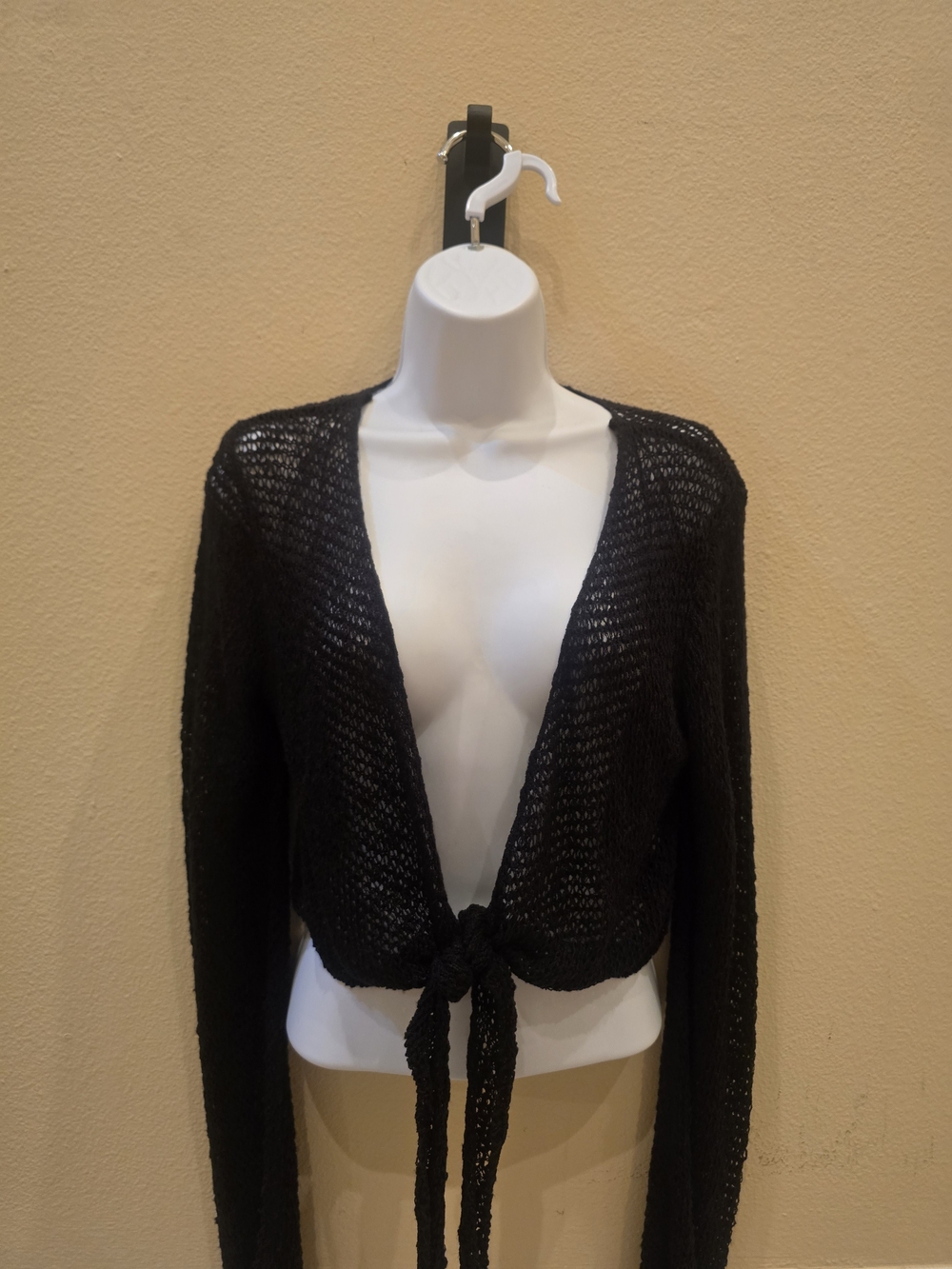 Black Tie-Front Knit Camisole Top